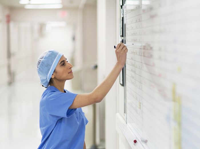 Easy-clean boards in a hospital ward or clinic
